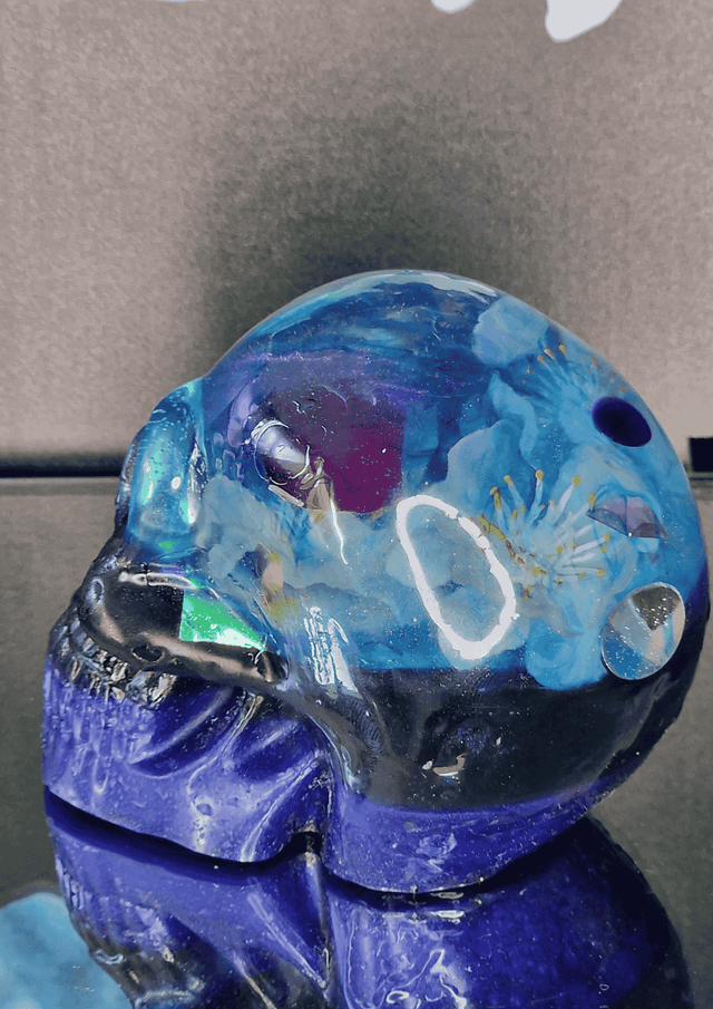 TETE DE MORT FLEUR BLEU